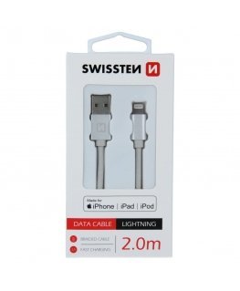 Swissten MFI Textile Fast Charge 3A Lightning (MD818ZM/A) Data and Charging Cable 2.0m