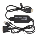 DELTACO VGA su audio į HDMI kabelis, VGA / HDMI / USB / 3.5mm, 1920x1080 at 60Hz, 1m, juodas VGA-HDMI16
