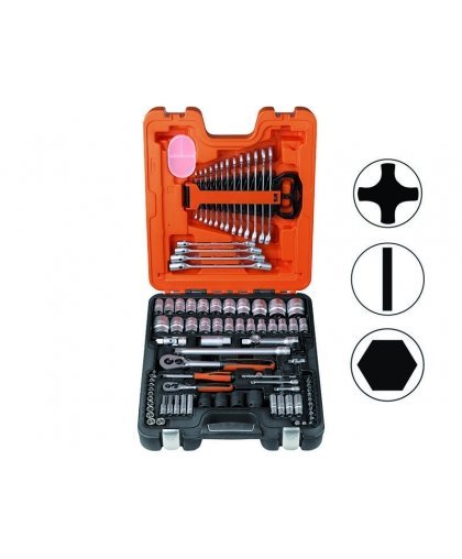 Bahco Galvų, priedų ir raktų komplektas 1/2" ir 1/4" 94 vnt – 4