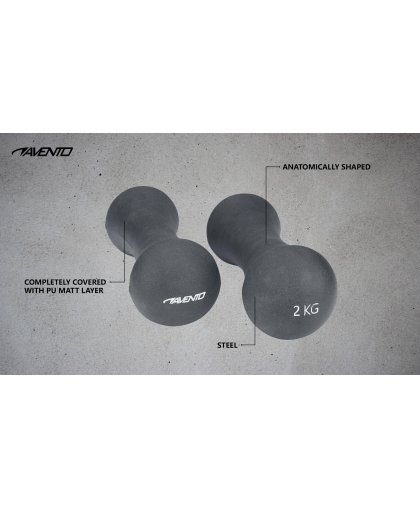 Schreuders Sport Hanteliai plien. 42DB PU 2x2kg Pilkas – 3