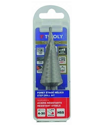 Step drill Ø6-37 mm. spiral, uncovered.12 steps. Tivoly, in a blister – 3
