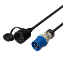 Grounded adapter cable DELTACO IP44, 230 V 16 A, 1 m, black / DEL-124 Grounded adapter cable DELTACO IP44, 230 V 16 A, 1 m, black / DEL-124