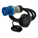 Grounded adapter cable DELTACO IP44, 230 V 16 A, 1 m, black / DEL-124 Grounded adapter cable DELTACO IP44, 230 V 16 A, 1 m, black / DEL-124