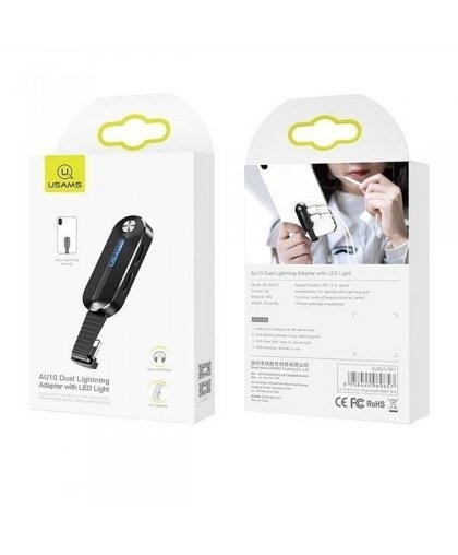 USAMS Universal Lightning Dual Adapteris with LED Light SJ357 Juodas – 3