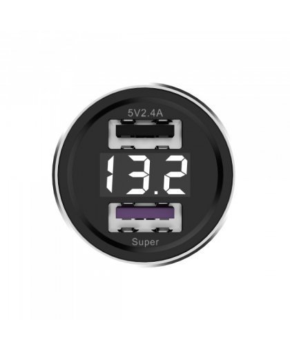 CAR CHARGER 5A Juodas METER + KABELIS IPHONE SOMOSTEL 30W 2XUSB DUAL SMS-A89 QUICK CHARGE QC 3.0 METAL - POWER DELIVERY – 4