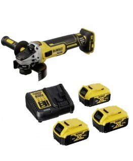 BATTERY 18V ANGLE GRINDER DEWALT DCG405P3 with 3 x 5Ah batteries and charger