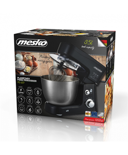 Mesko MS 4217 food processor, 1200 W, Number of speeds 6, Stainless steel / Black – 7