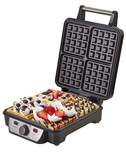 Camry Waffle CR 3025 1150 W, Number of pastry 4, Belgium, Black / Stainless Steel – 12