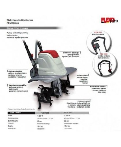 Electric cultivator 1.5 kW Ikra FEM 1500 – 40