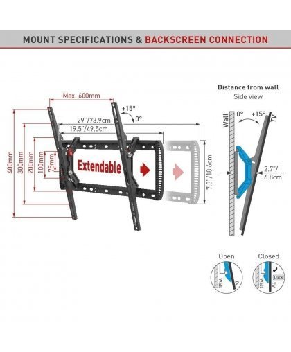 BARKAN BM410T 13 "-90" TV, tilt, wall mounted – 4