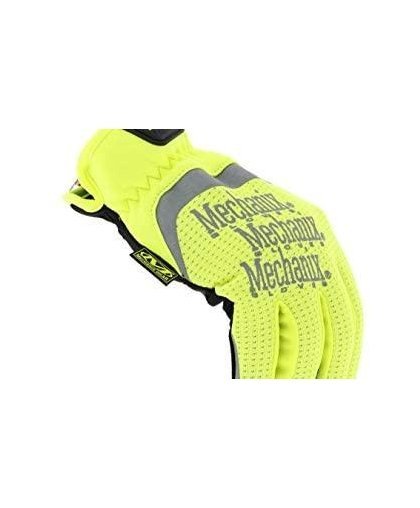 Mechanix Wear Gloves Mechanix FastFit® HiViz yellow size 11 / XL. Wrinkled cuff, faux leather, TrekDry®, reflective inscriptions – 12