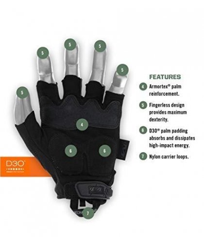 Mechanix Wear Gloveless Mechanix M-Pact® FINGERLESS size 11 / XL. Velcro, TrekDry®, faux leather, palm, tooth, finger protection – 6
