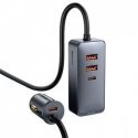Baseus Share Together car charger with extension cord, 2x USB, 2x USB-C, 120W (gray) Baseus Share Together car charger with extension cord, 2x USB, 2x USB-C, 120W (gray)