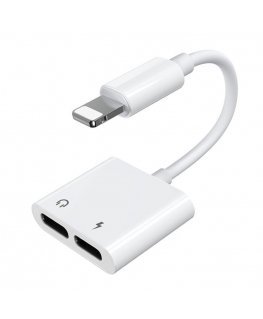 Apple Joyroom S-Y104 Audio Power Converter - Lightning (male) to Lightning (female) + headphones jack 3,5 mm (female) Baltas