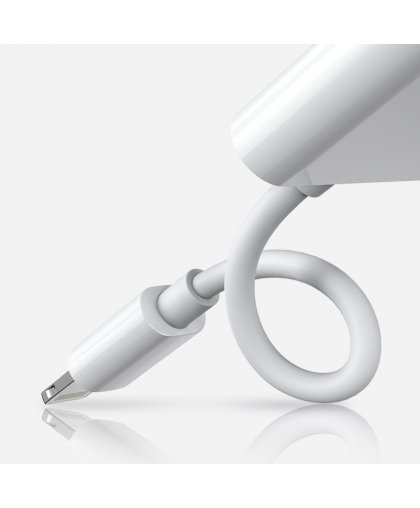 Joyroom S-Y104 Audio Power Converter - Lightning (male) to Lightning (female) + headphones jack 3,5 mm (female) White – 2