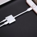 Joyroom S-Y104 Audio Power Converter - Lightning (male) to Lightning (female) + headphones jack 3,5 mm (female) White