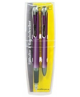 Set, pen and pen, ONLINE, Color Line, purple color.