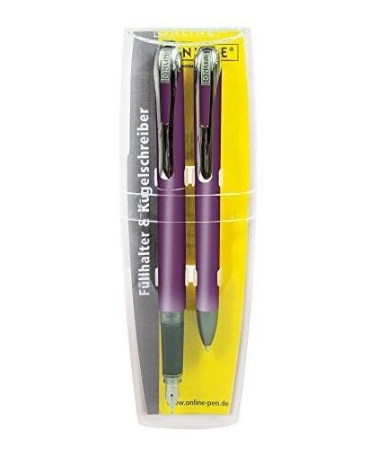 Set, pen and pen, ONLINE, Color Line, purple color.