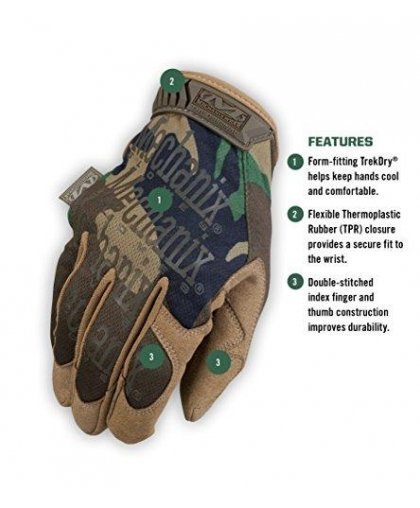 Mechanix Wear Gloves Mechanix The Original® Woodland Camo 9 / M size. Velcro, artificial leather, TrekDry® – 4