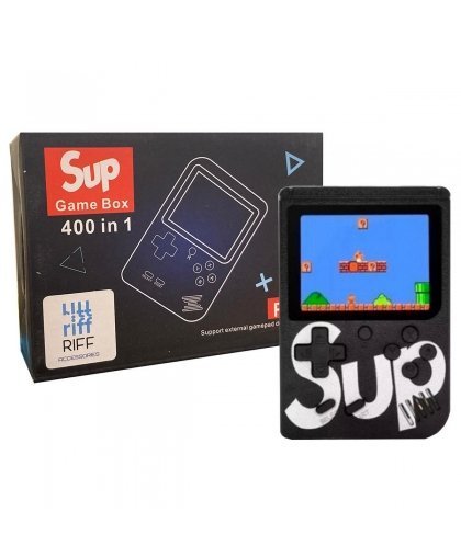 Riff Retro mini Sup Game console (3" LCD) with 400 games + cables for TV and charging Juodas – 8