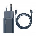 Baseus Super Si 1C fast wall charger USB Type C 20 W Power Delivery + USB Type C - Lightning cable 1m mėlynas (TZCCSUP-B03)
