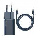 Baseus Super Si 1C fast wall charger USB Type C 20 W Power Delivery + USB Type C - Lightning cable 1m mėlynas (TZCCSUP-B03)