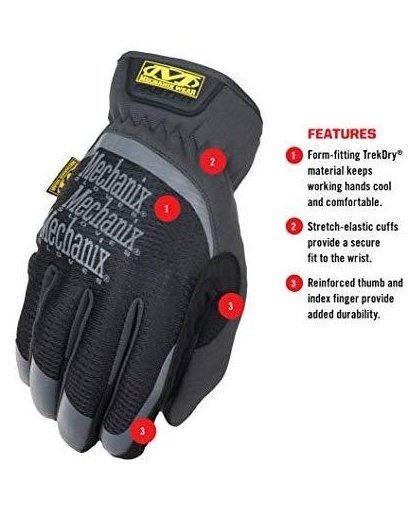 Mechanix Wear Gloves Mechanix FastFit® 12 / XXL size. Wrinkled cuff, faux leather, TrekDry® – 9
