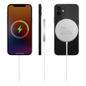 Wireless charger DELTACO with magnetic locking function, suitable for Apple iPhone 12/13, 1 m, white / QI-1034 Wireless charger DELTACO with magnetic locking function, suitable for Apple iPhone 12/13, 1 m, white / QI-1034