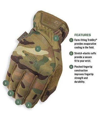 Mechanix Wear Gloves Mechanix FastFit® Multicam®, size 11 / XL. Wrinkled cuff, faux leather, TrekDry®, touchscreen technology – 12