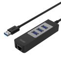 Unitek Deltaco Network Adapter, 10/100 / 1000Mbps, 1xRJ45, 1xUSB3.0, 3x USB3.0, black USB3-GIGA3 Unitek Deltaco Network Adapter, 10/100 / 1000Mbps, 1xRJ45, 1xUSB3.0, 3x USB3.0, black USB3-GIGA3