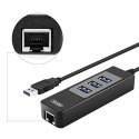 Unitek Deltaco Network Adapter, 10/100 / 1000Mbps, 1xRJ45, 1xUSB3.0, 3x USB3.0, black USB3-GIGA3 Unitek Deltaco Network Adapter, 10/100 / 1000Mbps, 1xRJ45, 1xUSB3.0, 3x USB3.0, black USB3-GIGA3
