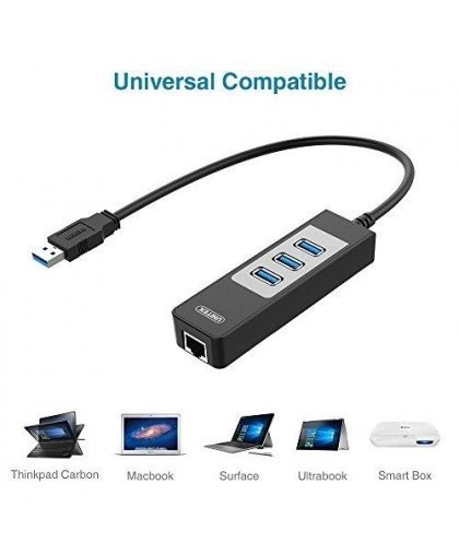 Unitek Deltaco Network Adapter, 10/100 / 1000Mbps, 1xRJ45, 1xUSB3.0, 3x USB3.0, black USB3-GIGA3 – 4