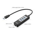 Unitek Deltaco Network Adapter, 10/100 / 1000Mbps, 1xRJ45, 1xUSB3.0, 3x USB3.0, black USB3-GIGA3 Unitek Deltaco Network Adapter, 10/100 / 1000Mbps, 1xRJ45, 1xUSB3.0, 3x USB3.0, black USB3-GIGA3