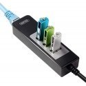 Unitek Deltaco Network Adapter, 10/100 / 1000Mbps, 1xRJ45, 1xUSB3.0, 3x USB3.0, black USB3-GIGA3