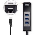Unitek Deltaco Network Adapter, 10/100 / 1000Mbps, 1xRJ45, 1xUSB3.0, 3x USB3.0, black USB3-GIGA3 Unitek Deltaco Network Adapter, 10/100 / 1000Mbps, 1xRJ45, 1xUSB3.0, 3x USB3.0, black USB3-GIGA3