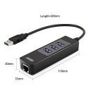 Unitek Deltaco Network Adapter, 10/100 / 1000Mbps, 1xRJ45, 1xUSB3.0, 3x USB3.0, black USB3-GIGA3 Unitek Deltaco Network Adapter, 10/100 / 1000Mbps, 1xRJ45, 1xUSB3.0, 3x USB3.0, black USB3-GIGA3