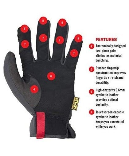 Mechanix Wear Gloves Mechanix FastFit® 11 / XL size. Wrinkled cuff, faux leather, TrekDry® – 11