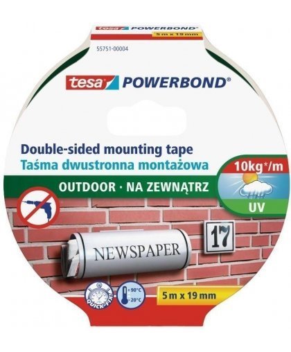 Double-sided mounting tape for outdoor work TESA Powerbond OUTDOOR, 19mm x 5m – 2