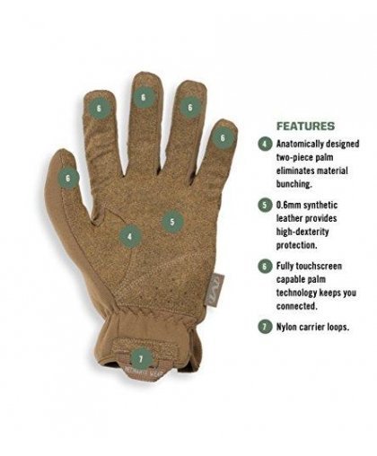 Mechanix Wear Gloves Mechanix FastFit® Coyote, size 12 / XXL. Wrinkled cuff, 0.6 mm faux leather, TrekDry®, touchscreen technolo – 5