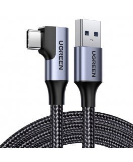 Angle cable USB to USB-C UGREEN US385, 3A, 1m (black)