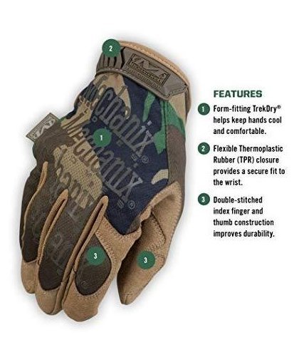 Mechanix Wear Gloves Mechanix The Original® Woodland Camo size 12 / XXL. Velcro, artificial leather, TrekDry® – 10