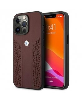 BMW BMHCP13LRSPPR Leather Back Case For Apple iPhone 13 / 13 Pro Raudona
