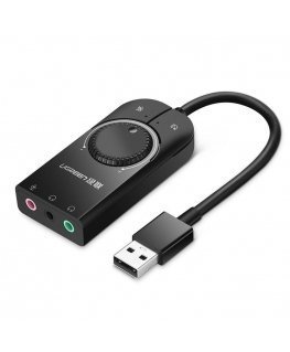 External USB audio card UGREEN 15cm (black)