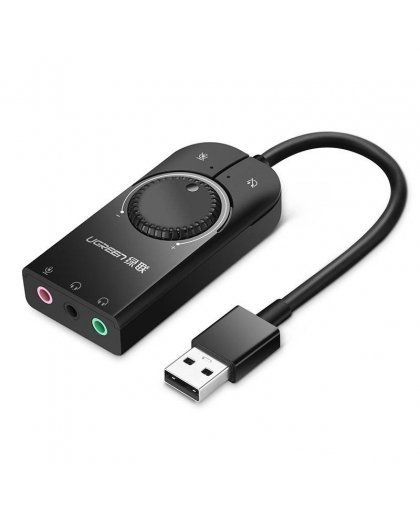 External USB audio card UGREEN 15cm (black)