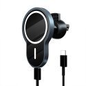 Wave magnetic Qi charging cradle for car, black Wave magnetic Qi charging cradle for car, black