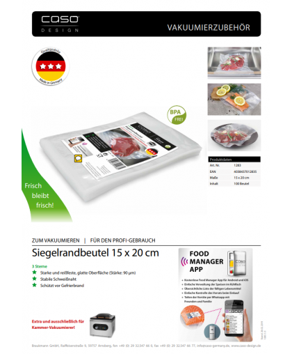 Caso Structured bags for Vacuum sealing 01283 100 bags – 2