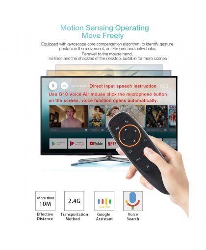 Riff G10s Универсальный Smart TV - PC - Android TV Wireless / IR Пульт с голосовым асистентом & Гироскопом Черный – 5
