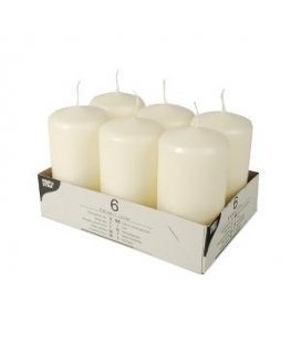 Papstar Candle - cylinder, cream, D 6 cm, H 11.5 cm, 24 h, 6 pcs.
