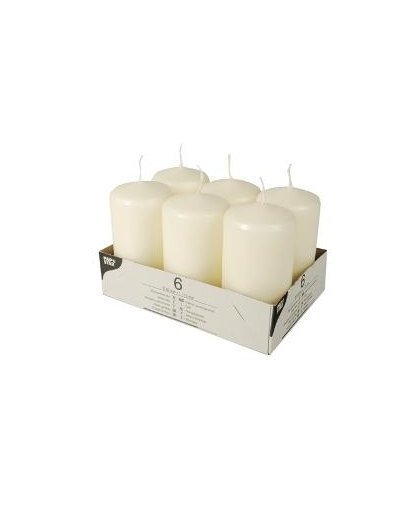 Papstar Candle - cylinder, cream, D 6 cm, H 11.5 cm, 24 h, 6 pcs.