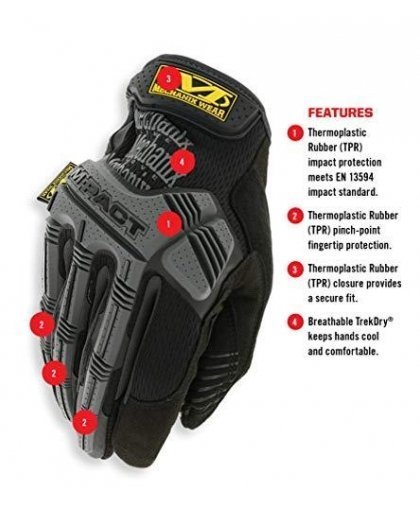 Mechanix Wear Gloves Mechanix M-Pact® 58 black size 9 / M. Velcro, TrekDry®, faux leather, palm, teeth, Armortex®, finger protec – 5